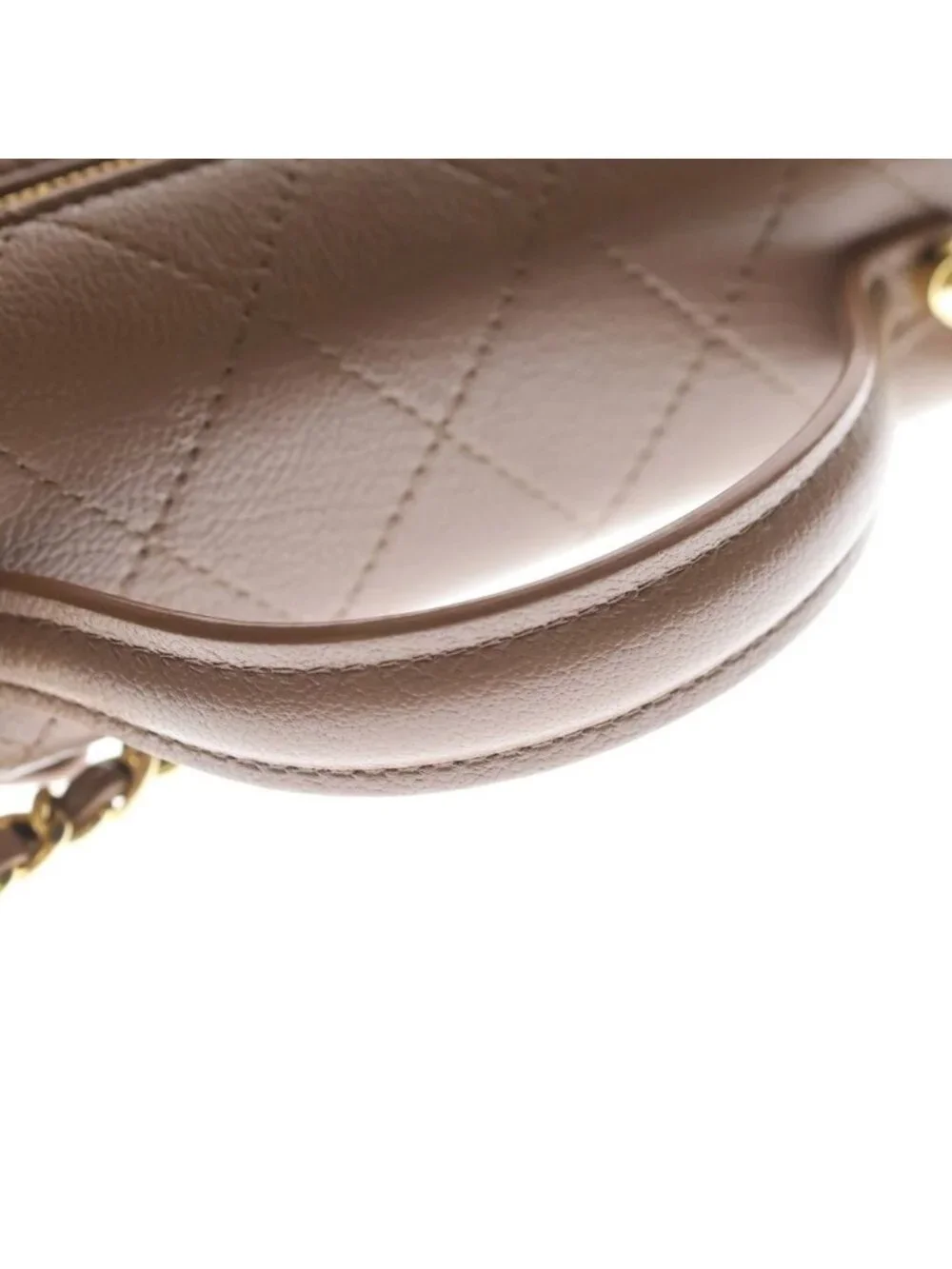 Chanel Vanity Chain Mini Shoulder Bag Pink Beige Leather Gold